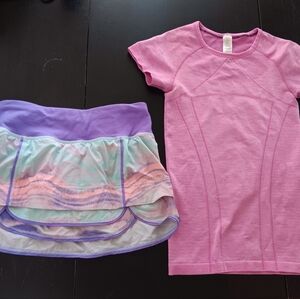 Ivivva  Bundle Skort & T Shirt Pink Purple Outdoor Beachy Sz 10 Summer Vacation